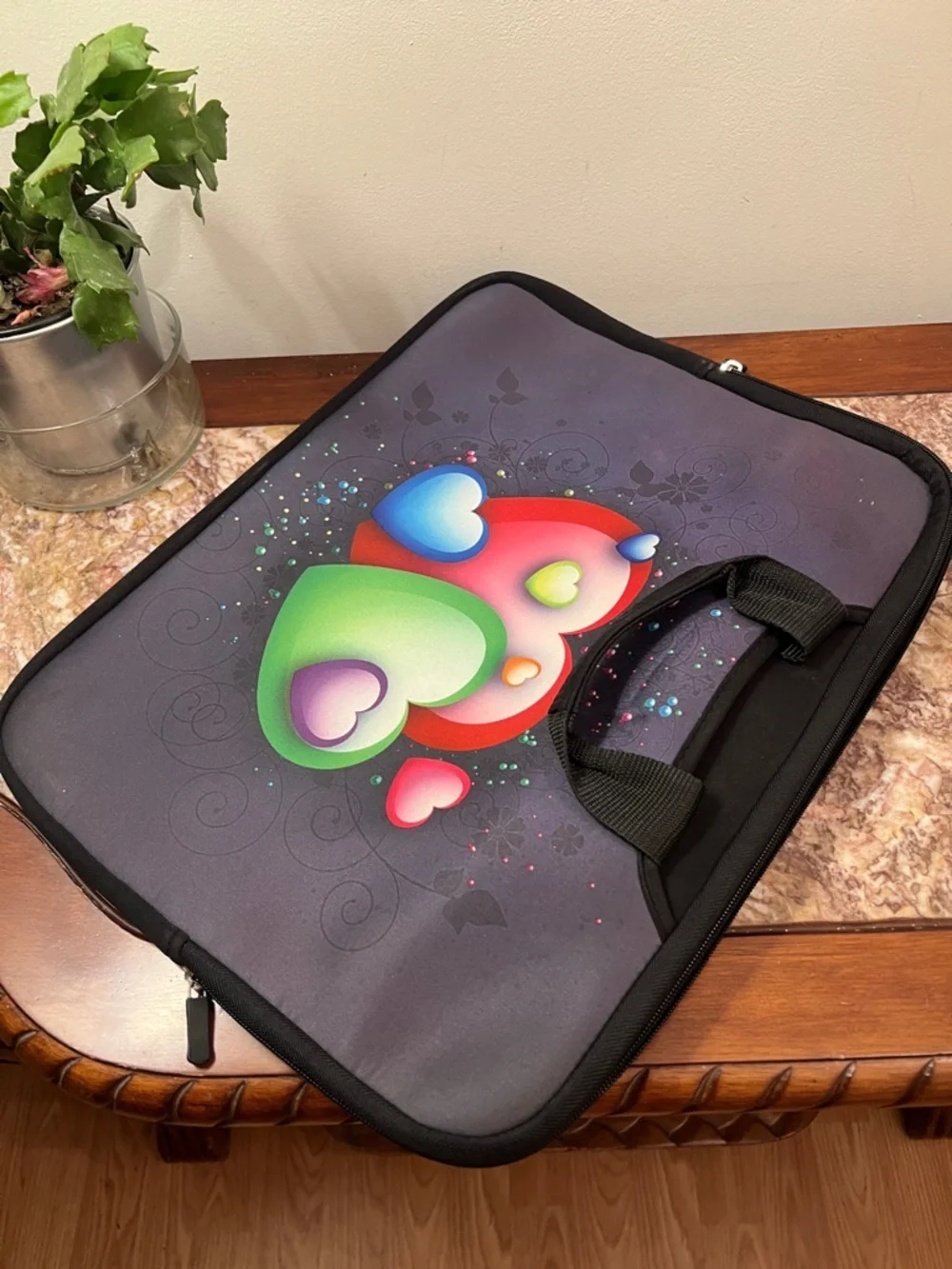 Colorful Heart Graphic Laptop Sleeve - Multi-Color Hearts